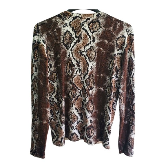 Pierri Women's Cardigan Sweater Snakeskin Pattern Beaded V-Neck Size Medium - Picture 3 of 10